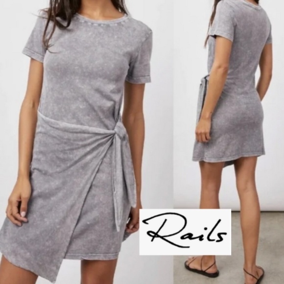 Rails Edie Steel Acid Wash Tie Waist T-shirt Dress,S,  CB2447 - Picture 1 of 6